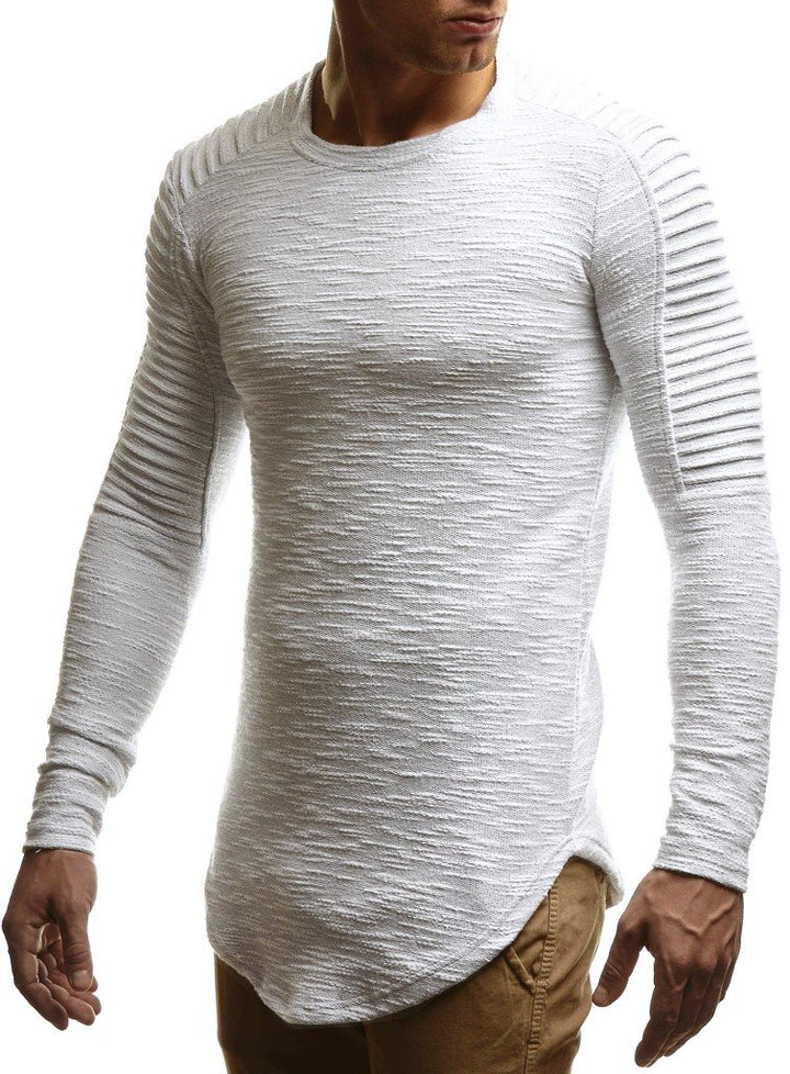 Leif Nelson Herren Pullover Rundhals-Ausschnitt Schwarzer Männer Longsleeve dünner Pulli Sweatshirt