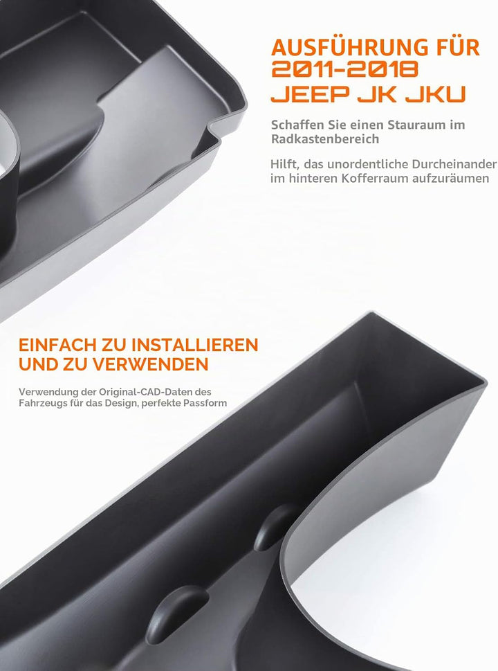 Savadicar Radbrunnen-Aufbewahrungsbehälter, Kofferraum-Organizer, Laderaumablage für 2011–2018 Jeep
