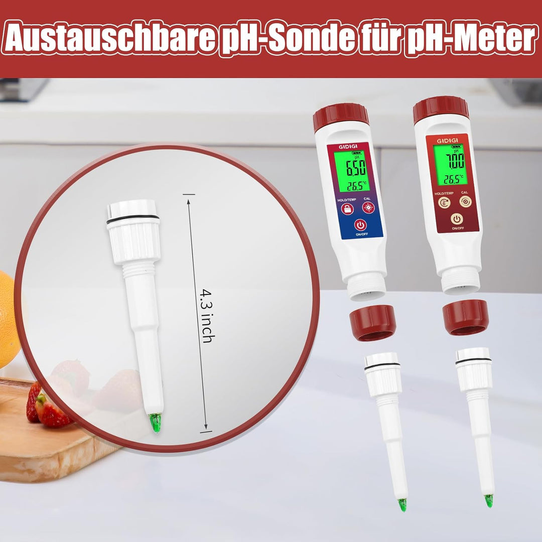 pH Sonde für Lebensmittel pH Messgerät, Digitale Ersatz pH Elektrode für Lebensmittel, pH Messgerät