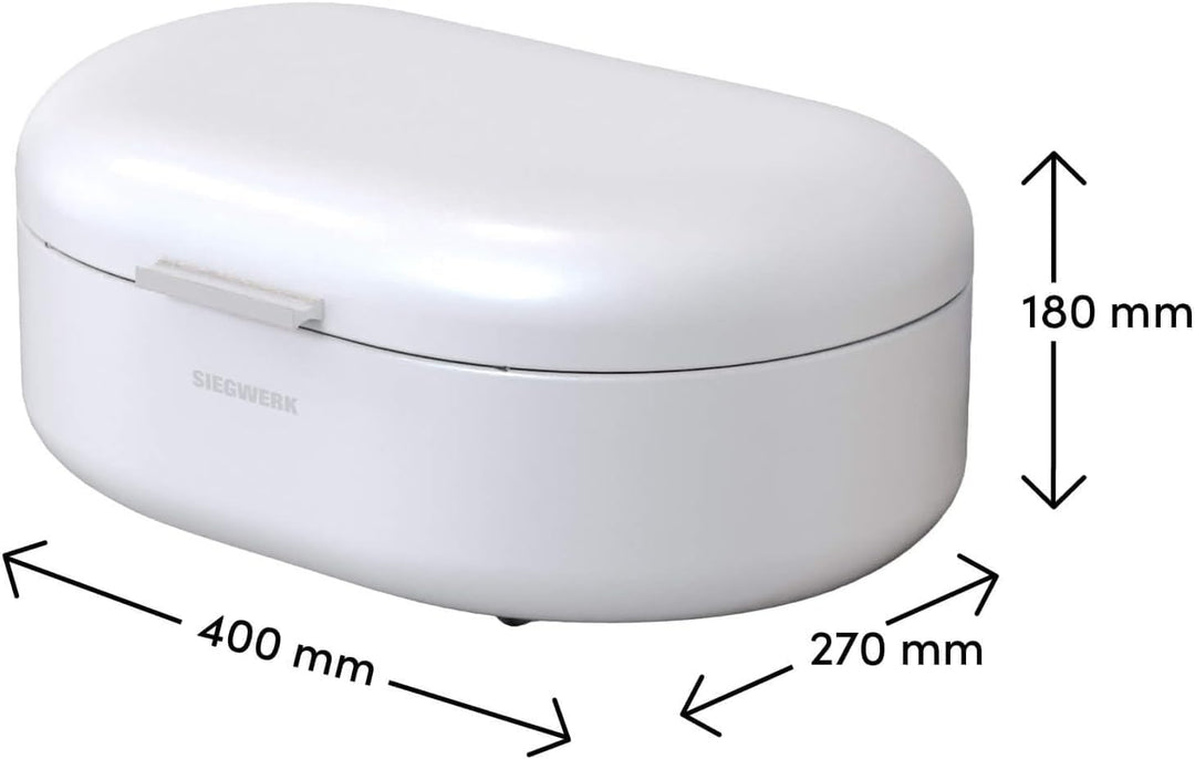 Design-Brotkasten PANEA - Korpus, Griff und Scharniere aus Metall - hochwertige Qualität - weiss Wei