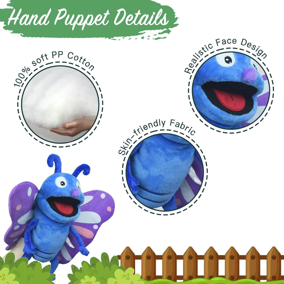 lilizzhoumax Handpuppe Schmetterling Kuscheltier Tier Schmetterling Handpuppe aus Plüsch Kawaii Nied