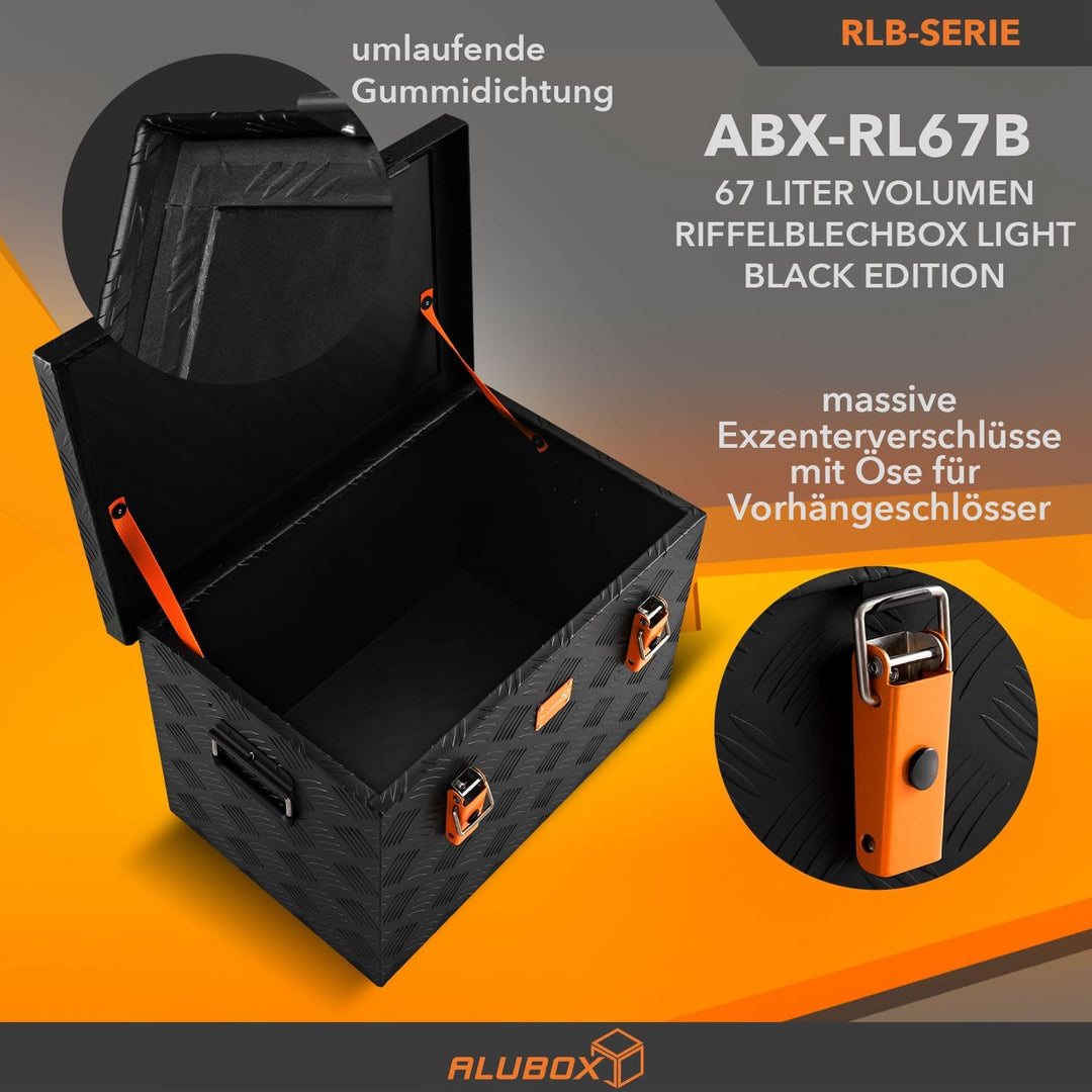 alubox Werkzeugkiste Riffelblech ABX-RL67B Aluminium 1,5mm Werkzeugkiste leicht und robust 67 Liter