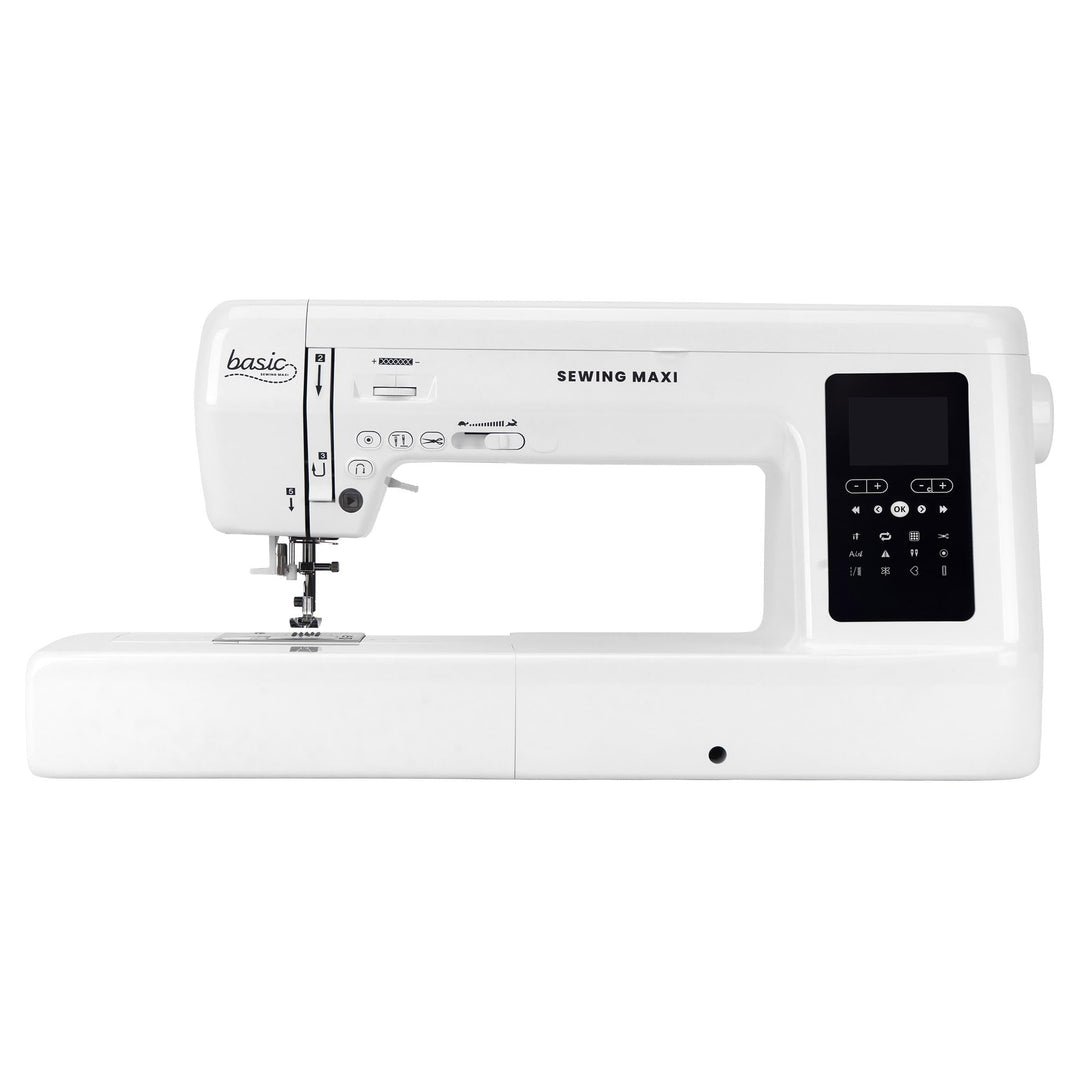 Nähwelt Flach Basic Sewing Maxi Computer-Nähmaschine – Langarm Nähmaschine mit 30 cm Durchlass, 200
