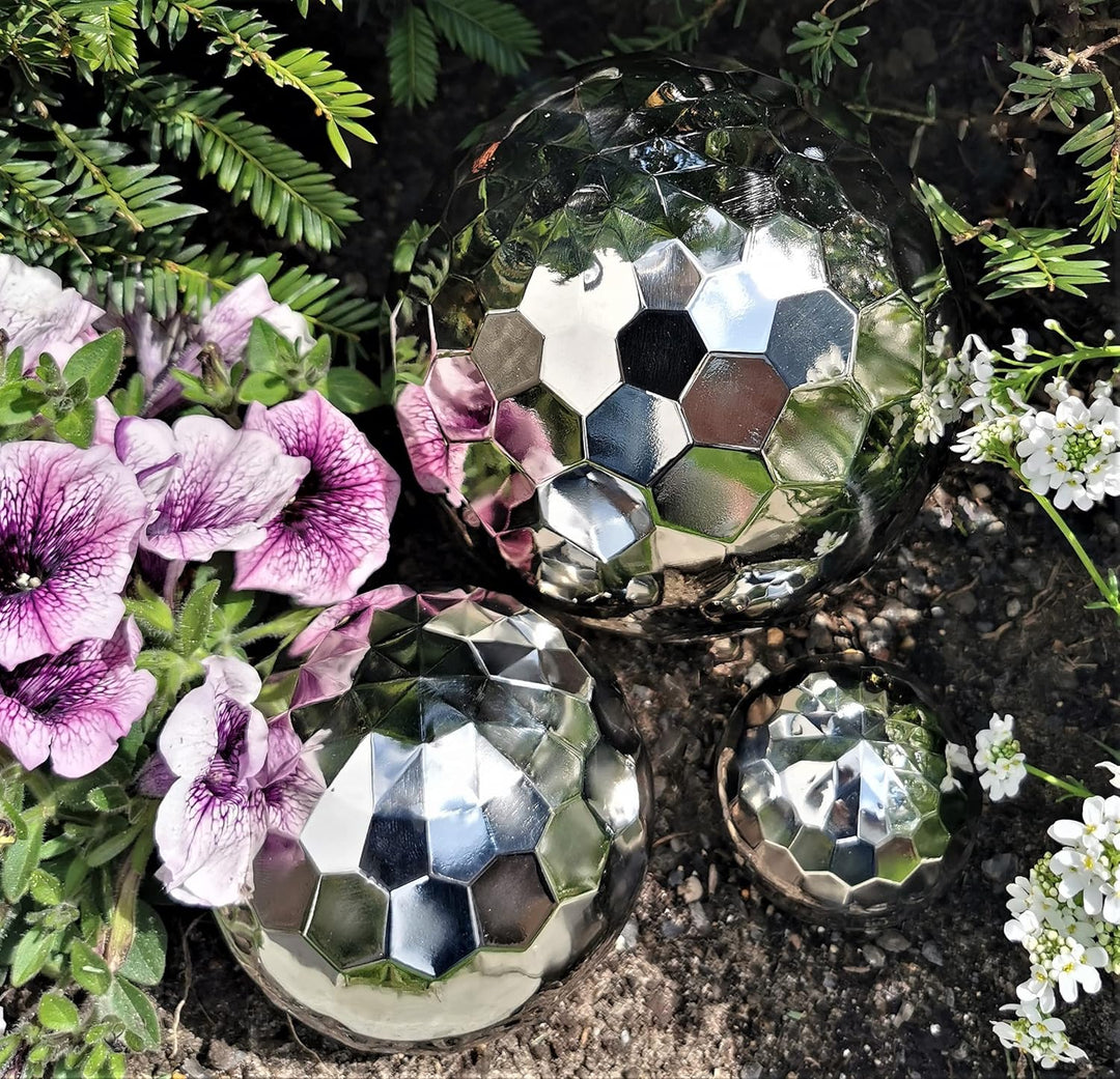 Dekokugel Diamond 3er Set aus Edelstahl 15/10/6,3 cm poliert Dekorationskugel Edelstahlkugel