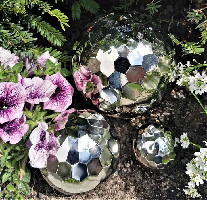 Dekokugel Diamond 3er Set aus Edelstahl 15/10/6,3 cm poliert Dekorationskugel Edelstahlkugel