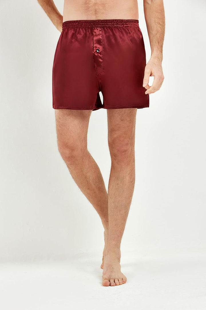 JupiterSecret Herren Satin Boxershorts Pack Unterwäsche, Silk Feeling Schlafshorts mit elastischem B