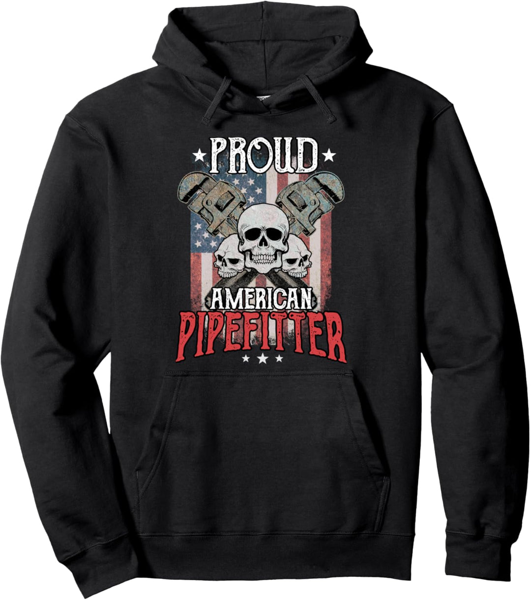Pipefitter Gifts Funny Plumber Proud American Pipefitter Pullover Hoodie