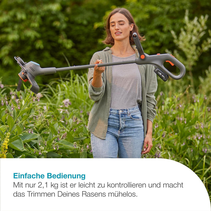 Gardena EasyTrim 25 18V Set Akku-Rasentrimmer, 2-in-1-Funktion, 18V-P4A-Akku, ergonomisch, leicht un