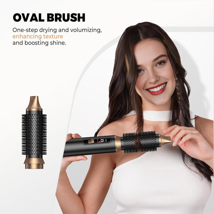UKLISS Haarstyler 5 in 1 mit LCD-Display, Hair Dryer &amp; Airstyler Set mit Föhnbürste, Airluft Hair Lo