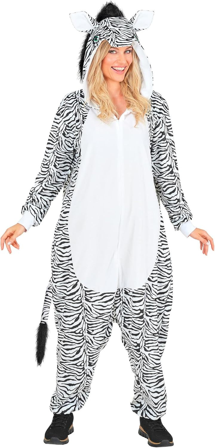 W WIDMANN MILANO Party Fashion - Tier Overall für Erwachsene, weicher Plüsch Jumpsuit mit Kapuze, Ti