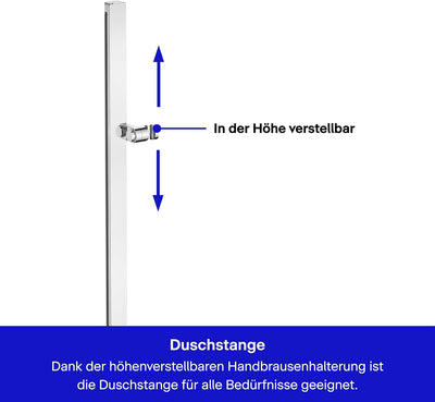 Duravit Universal Duschstange, Brausestange mit höhenverstellbarer Handbrausehalterung, variable Dus