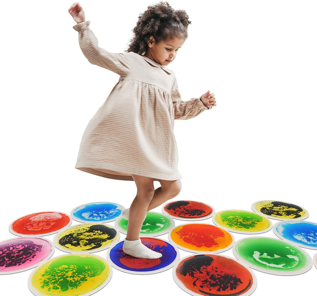 Art3d 9 stück runde sensorische Bodenfliesen für Kinder Kleinkinder und Kinder Bunte flüssige sensor