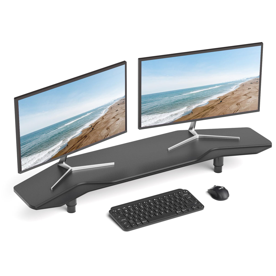 AFOOYO Doppel-Monitorständer, 90 cm, schwarz, Flugzeug-Flügelform, stabile Computer-Schreibtischerhö