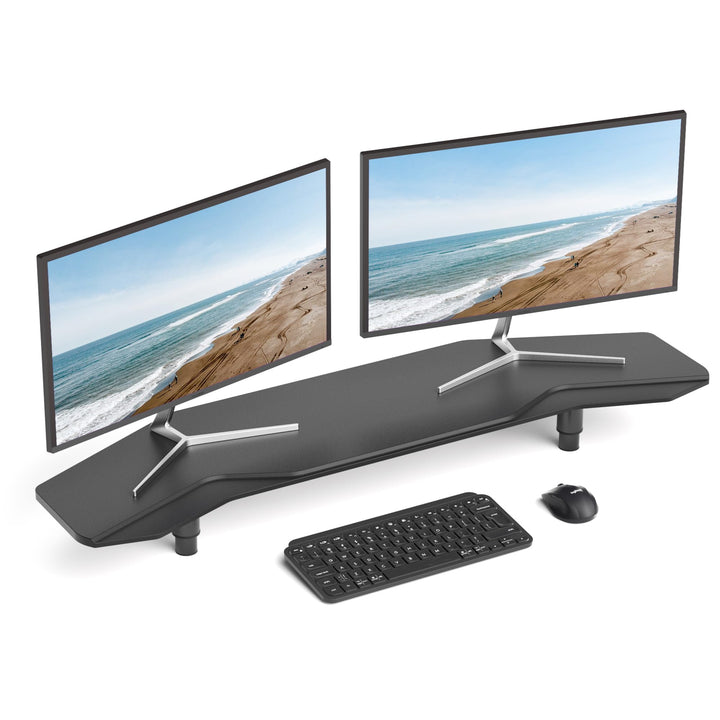 AFOOYO Doppel-Monitorständer, 90 cm, schwarz, Flugzeug-Flügelform, stabile Computer-Schreibtischerhö