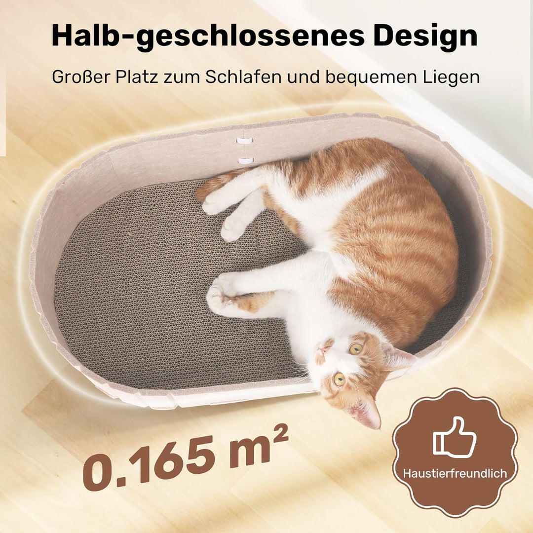 FUKUMARU Kratzbrett für Katzen, 61 cm Kratzpappe in Sofa-Form, Umkehrbares Katzenbett, Runde Kratzpa