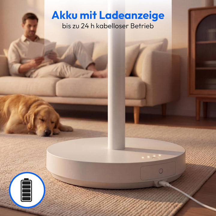 MEDION Akku - Standventilator mit Fernbedienung, 10 Geschwindigkeitsstufen, 24 Watt Leistung, 350° h