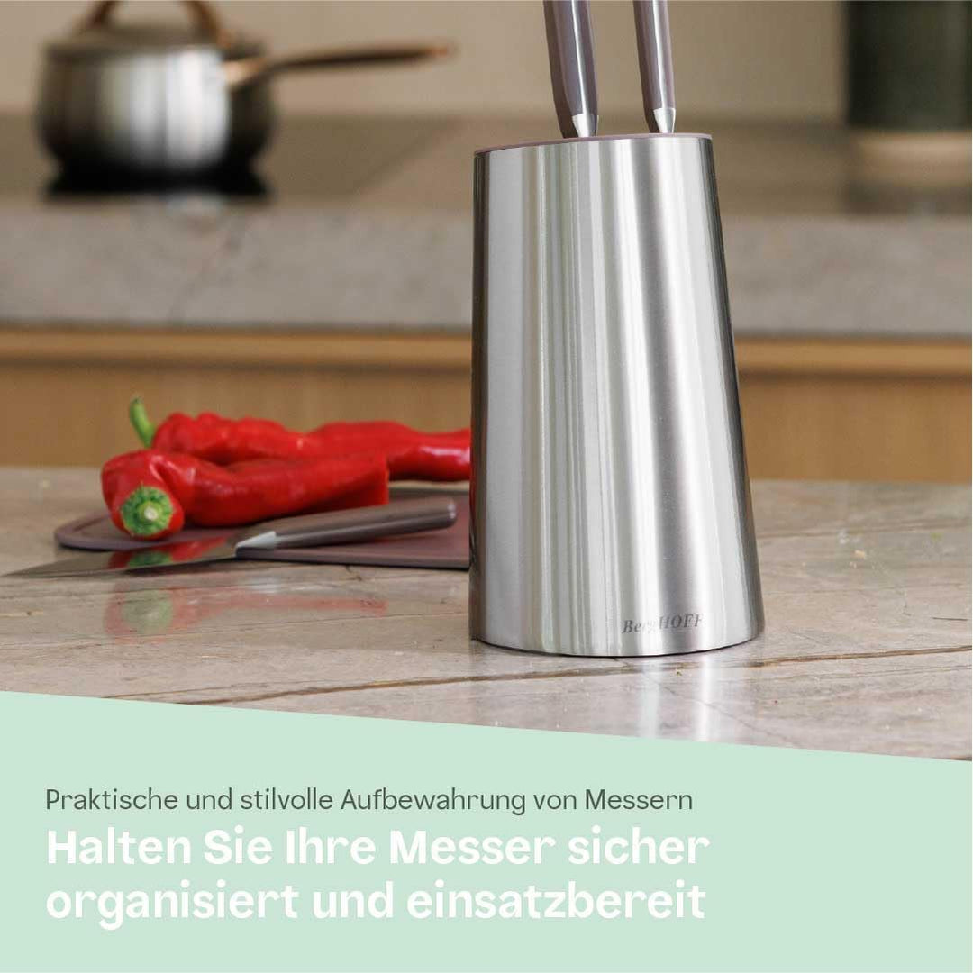 BergHOFF Home Curve Messerblock ohne Messer - Messerhalter Edelstahl - universal Küchenmesserblock -