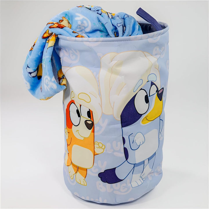 Bluey & Bingo Kinder Aufbewahrungskorb – Faltbarer Wäschekorb aus Polyester – H 50 cm x D 32 cm – Wä