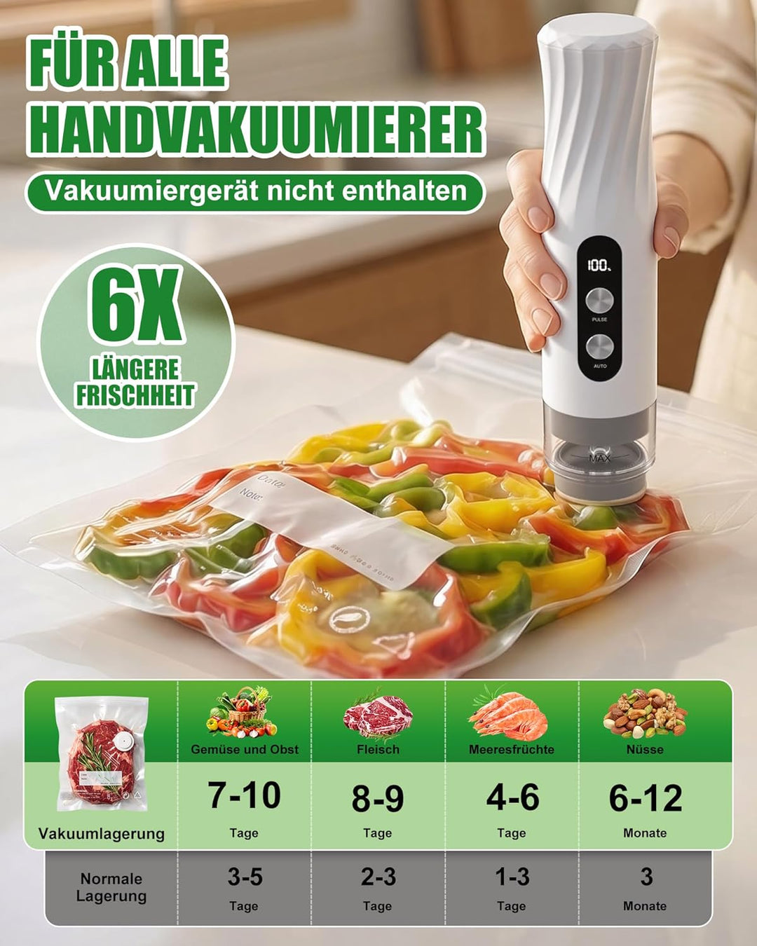 Babacom 30 Beutel wiederverwendbare Vakuumierbeutel lebensmittel mit Luftventil - Mittel (26 x 28 cm