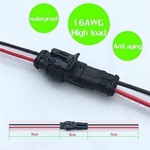 DONJON 2-Polig Kabel Stecker, Elektrischer Anschluss Wasserdicht mit 16AWG-Kabel für KFZ LKW Auto Ka