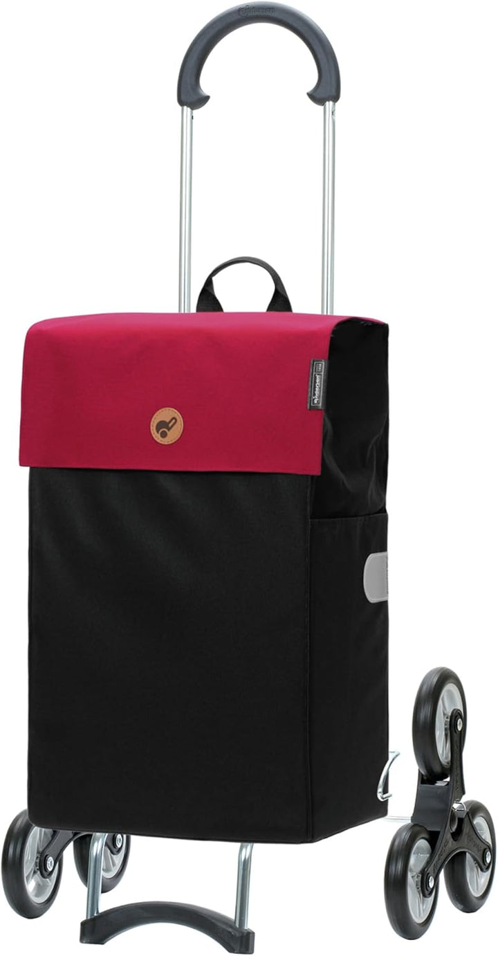 Andersen Shopper Treppensteiger Scala Stahl mit Rad Ø 3 x 13 cm und 47 Liter Tasche Hera rot, Rot