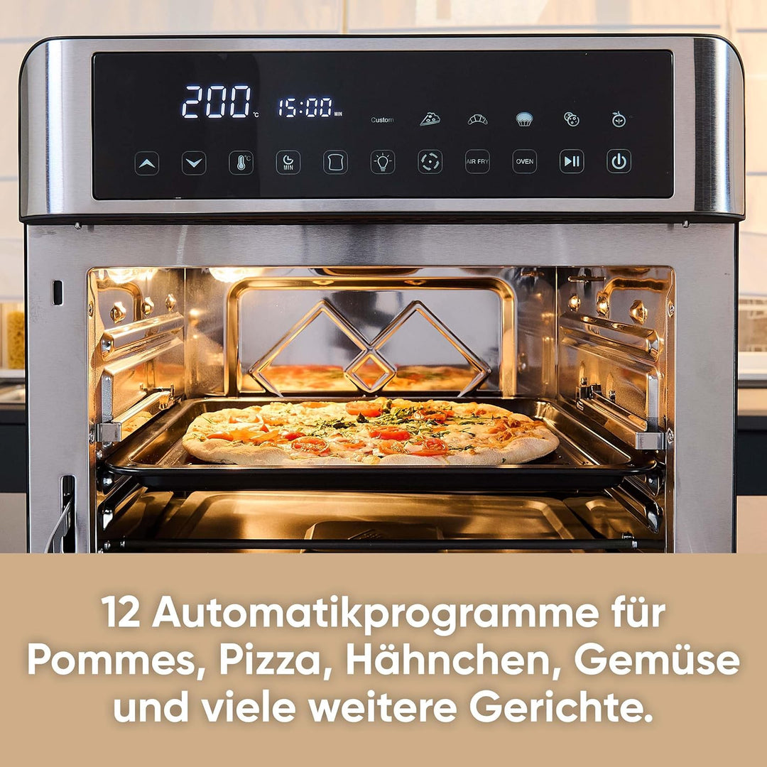 SEVERIN 2-in-1 Toastofen & Heissluftfritteuse, Air Fryer, 25 L, mit LED-Display, Timer & 12 Auto-Pro