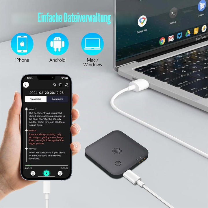 Diktiergerät Voice Recorder – KI-Diktiergerät mit Transkription und Zusammenfassungen mit ChatGPT 4