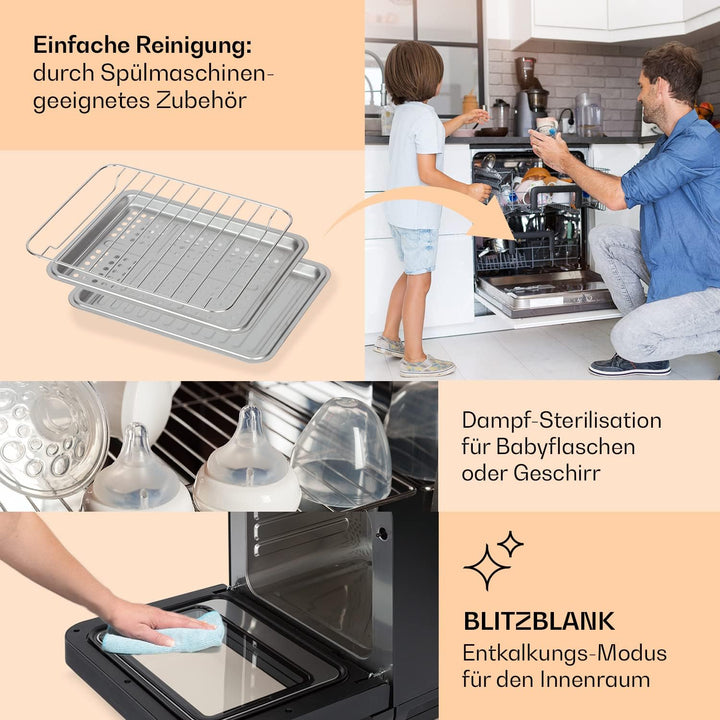 Klarstein 18 L Heissluftfritteuse, Airfryer mit Dampf- und Trocknungsfunktion, Schnelle Heissluftfri
