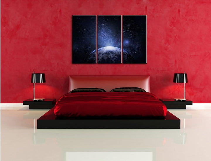 Pixxprint Sicht vom Mond auf die Erde 3-Teiler Leinwandbild 120x80 Bild auf Leinwand