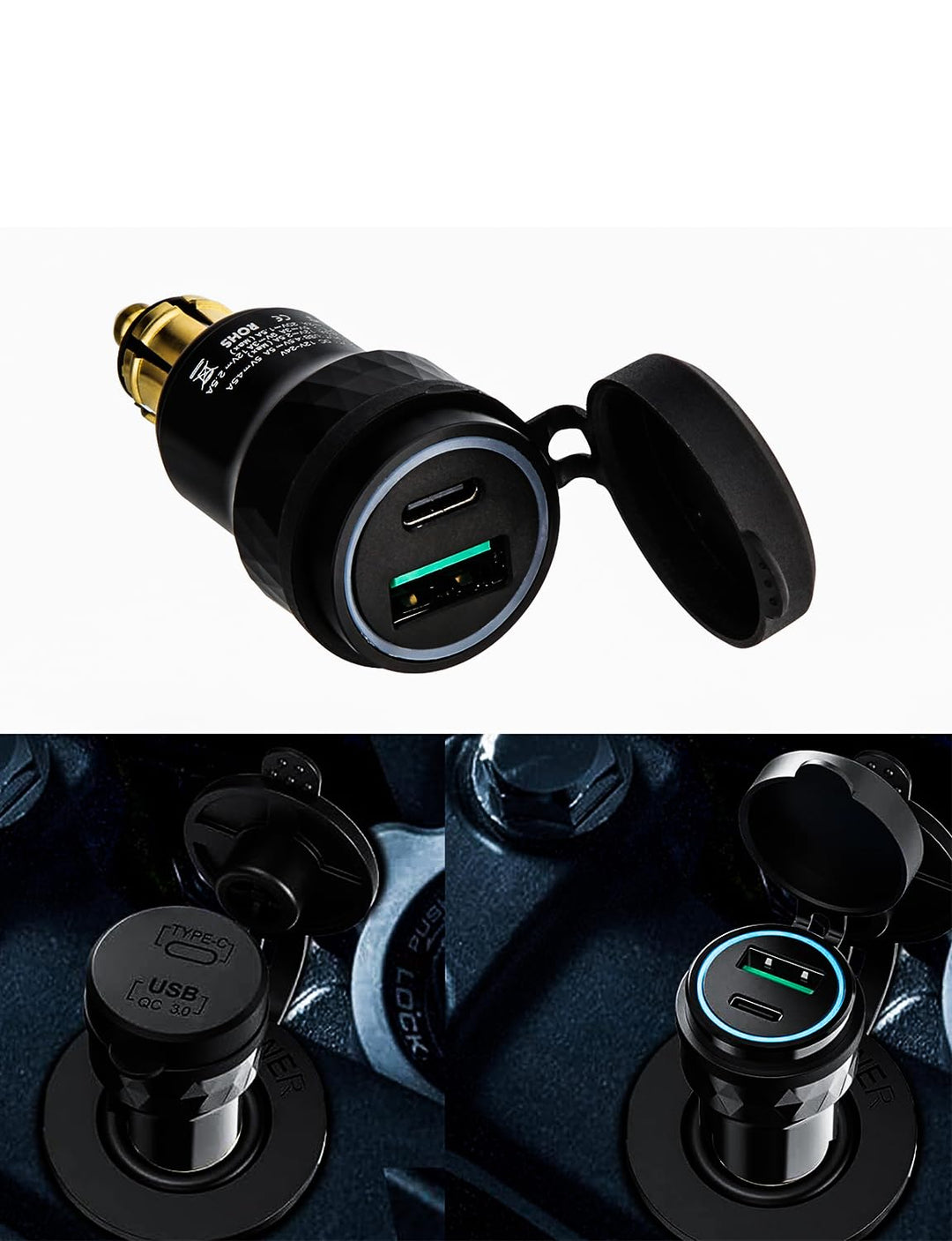 DIN Power Stecker USB C Steckdose Adapter Stecker auf USB Adapter Dual QC 3.0 Motorrad Wasserdicht f