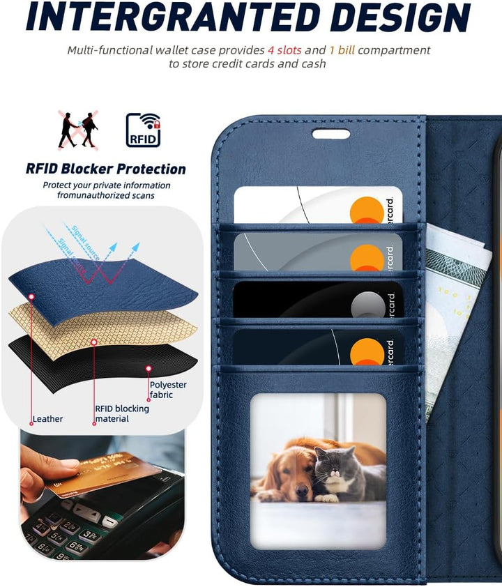 OCASE Handyhülle für Samsung Galaxy S24 FE Hülle Premium Leder Flip Klappbare Klapphülle Stossfeste