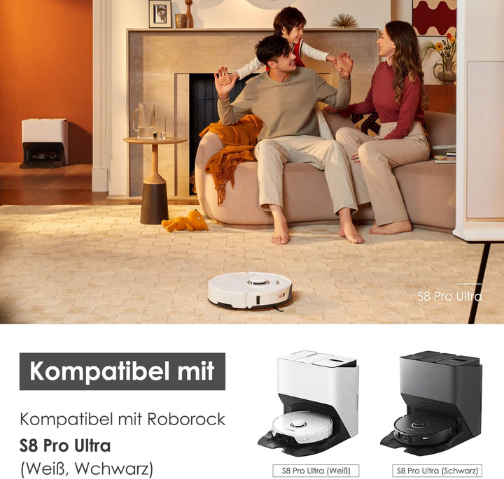 Zubehörset für Roborock S8 Pro Ultra, 6*Staubbeutel 1*Main Rollbürste 4*Seitenbürsten 2*Filter 4*Mop