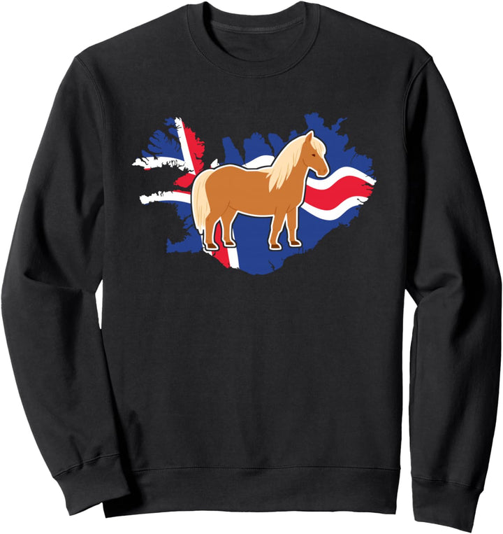 Islandpferd Isländer Island Pony Pferd Reiten Fahne Flagge Sweatshirt