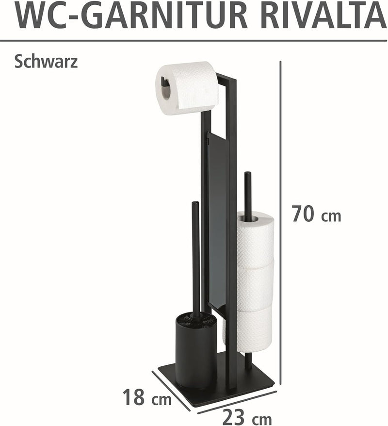 WENKO Stand WC-Garnitur Rivalta, mit integriertem Toilettenpapierhalter und WC-Bürstenhalter, lackie