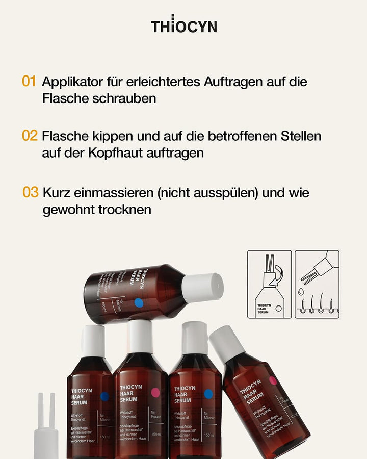 Thiocyn Haarserum gegen Haarausfall Frau 3 x 150 ml - Haarwachsstum beschleunigen mit Thiocyanat, Bi