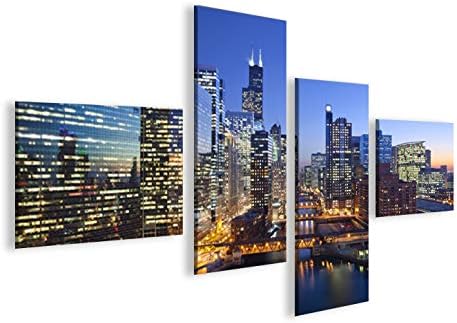 islandburner Bild Bilder auf Leinwand Chicago V3 Skyline Downtown 4L XXL Poster Leinwandbild Wandbil