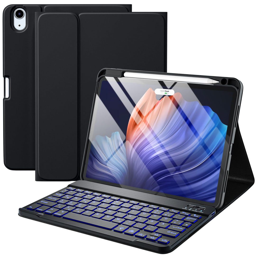 Vobafe Hülle mit Tastatur für iPad Air 11 Zoll M2 2024/iPad Air 6 5 4 2022 2020 10,9 Zoll, 7 Farben