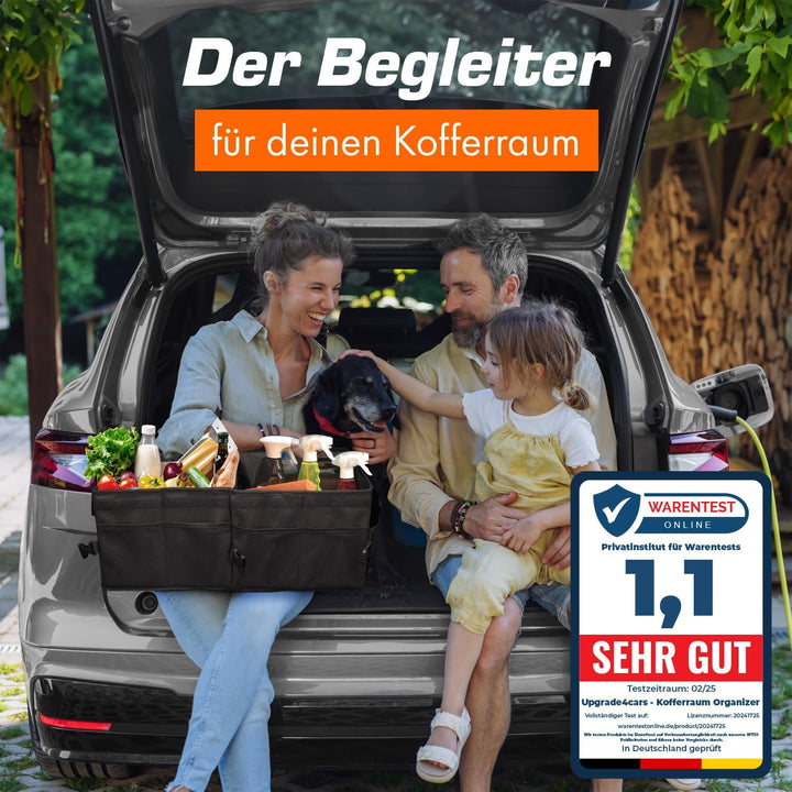 Upgrade4cars Premium Kofferraum Organizer mit Deckel & Klett | Kofferraumtasche Gross, Faltbar & rut