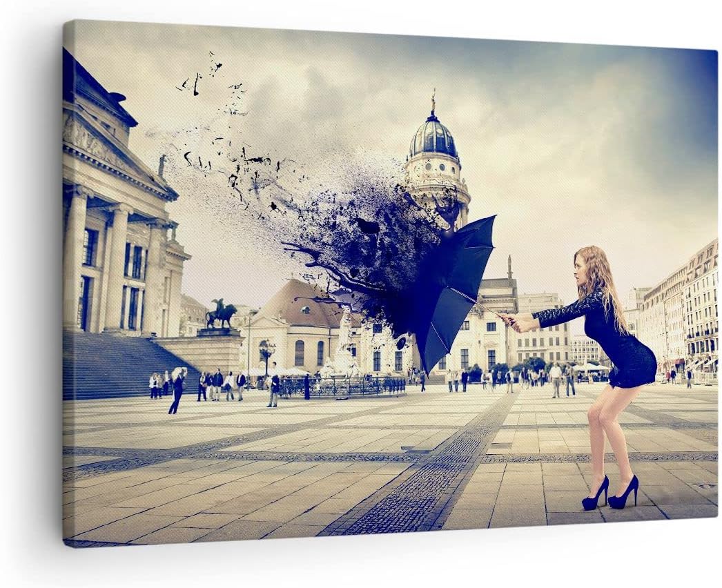 Bilder auf Leinwand Stadt landmarken quadrat regenschirm Leinwandbild 70x50cm Wandbilder Dekoration