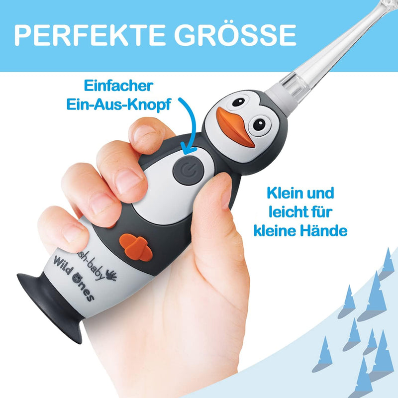 Brush-Baby WildOnes Kinder Elektrische Wiederaufladbare Zahnbürste,1 Griff, 3 Bürstenköpfe, USB-Lade