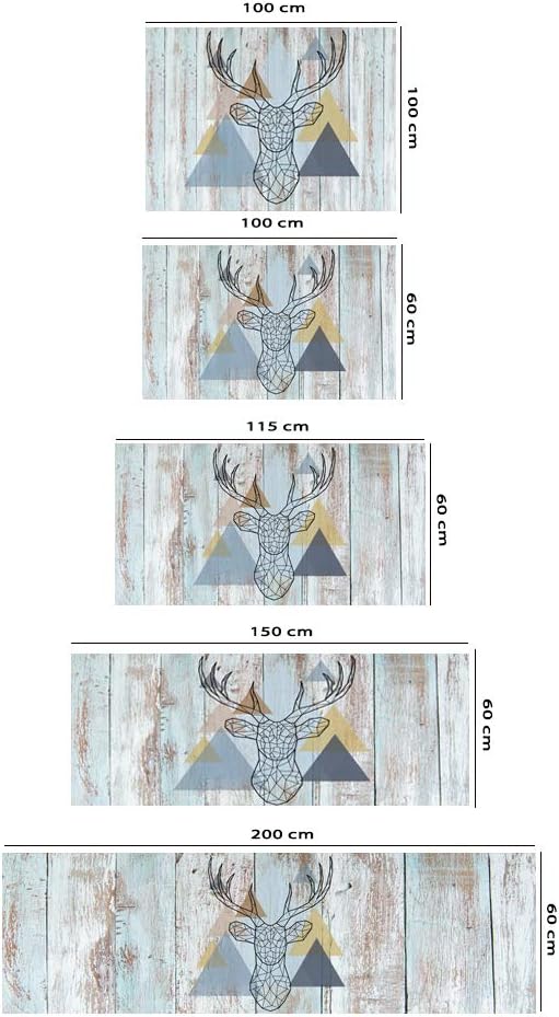 Kopfteil für Bett, PVC, Digitaldruck, Hirsch mit Dreiecken, 100 x 60 cm, Original-Kopfteil 100x60cm,