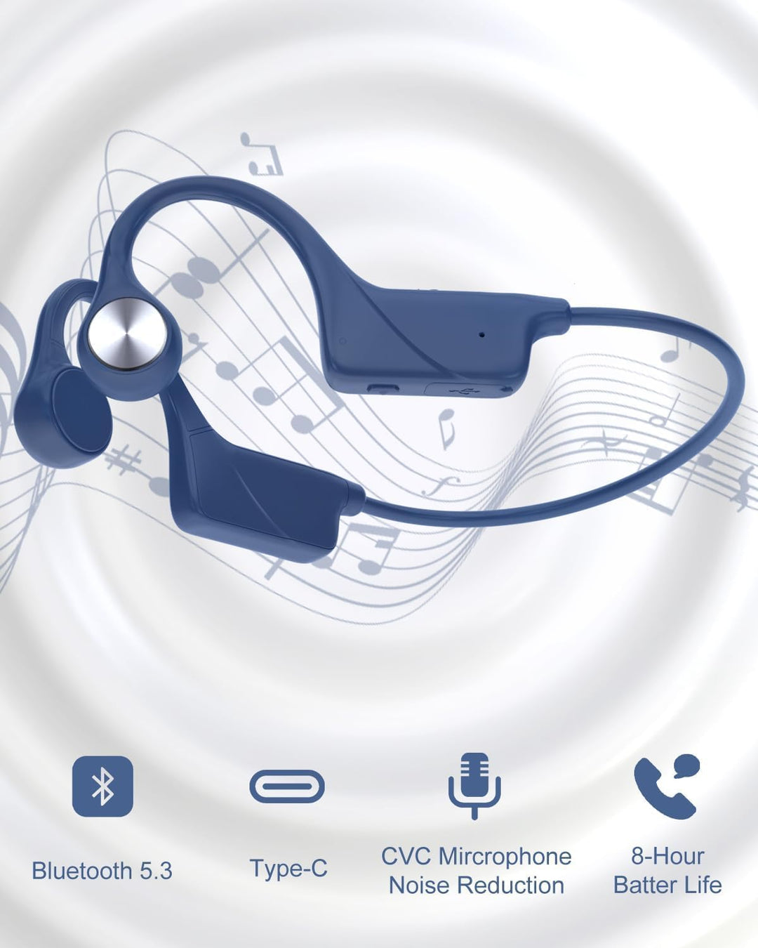 SANOTO Knochenschall Kopfhörer Bluetooth 5.3,Open Ear Kopfhörer Kabellos Bone Conduction Kopfhorer I