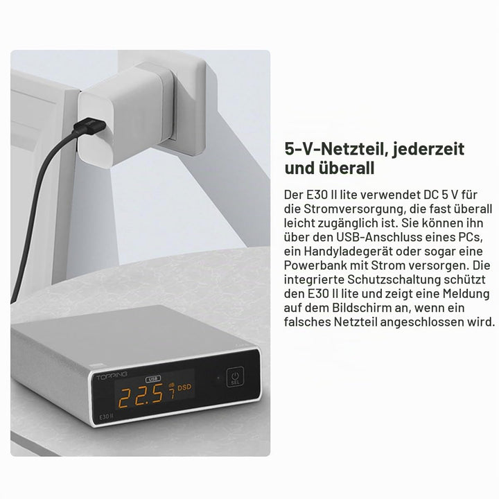 TOPPING E30II Lite HiFi DAC 1×AK4493S 32bit/768kHz XMOS XU208 USB/Opt/Coax Eingang RCA Ausgang Home