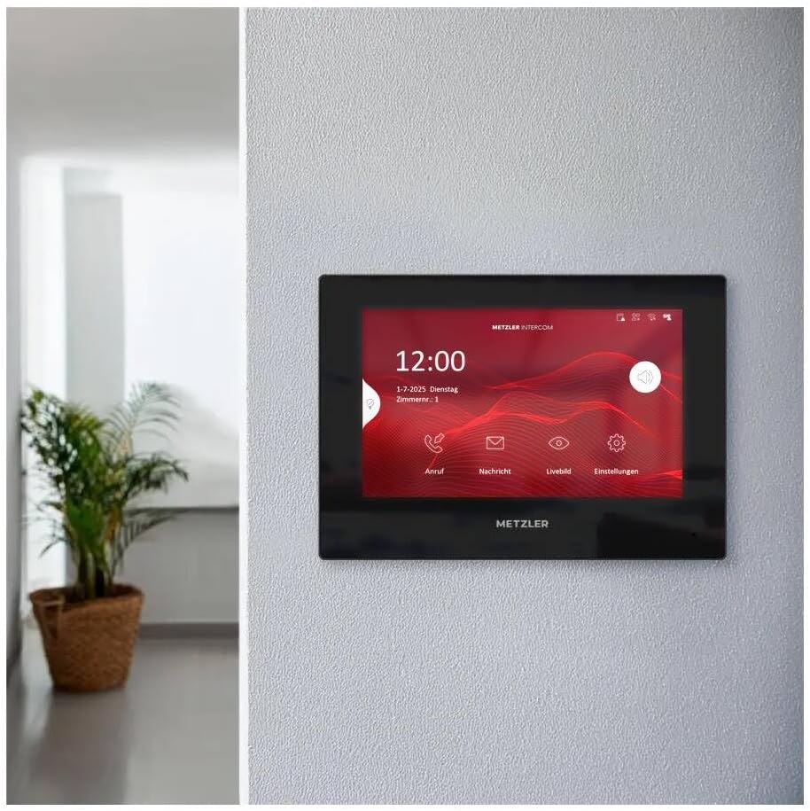 Metzler VDM10 2.0 Innenstation Home, 7 Zoll Touchscreen, 2-Draht IP, Schwarz | 200 mm × 140 mm × 25.