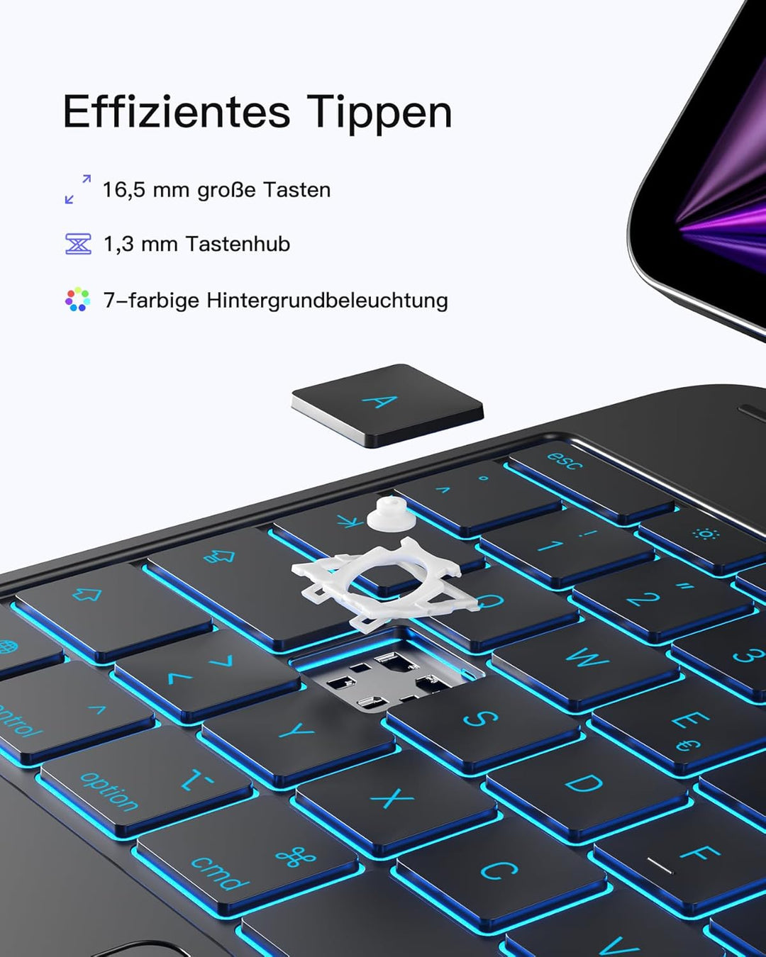 Inateck NeoMagic Magnetische Tastatur Hülle für iPad Pro 13 2025/2024(M5/M4),Grosses Trackpad,LED Sm
