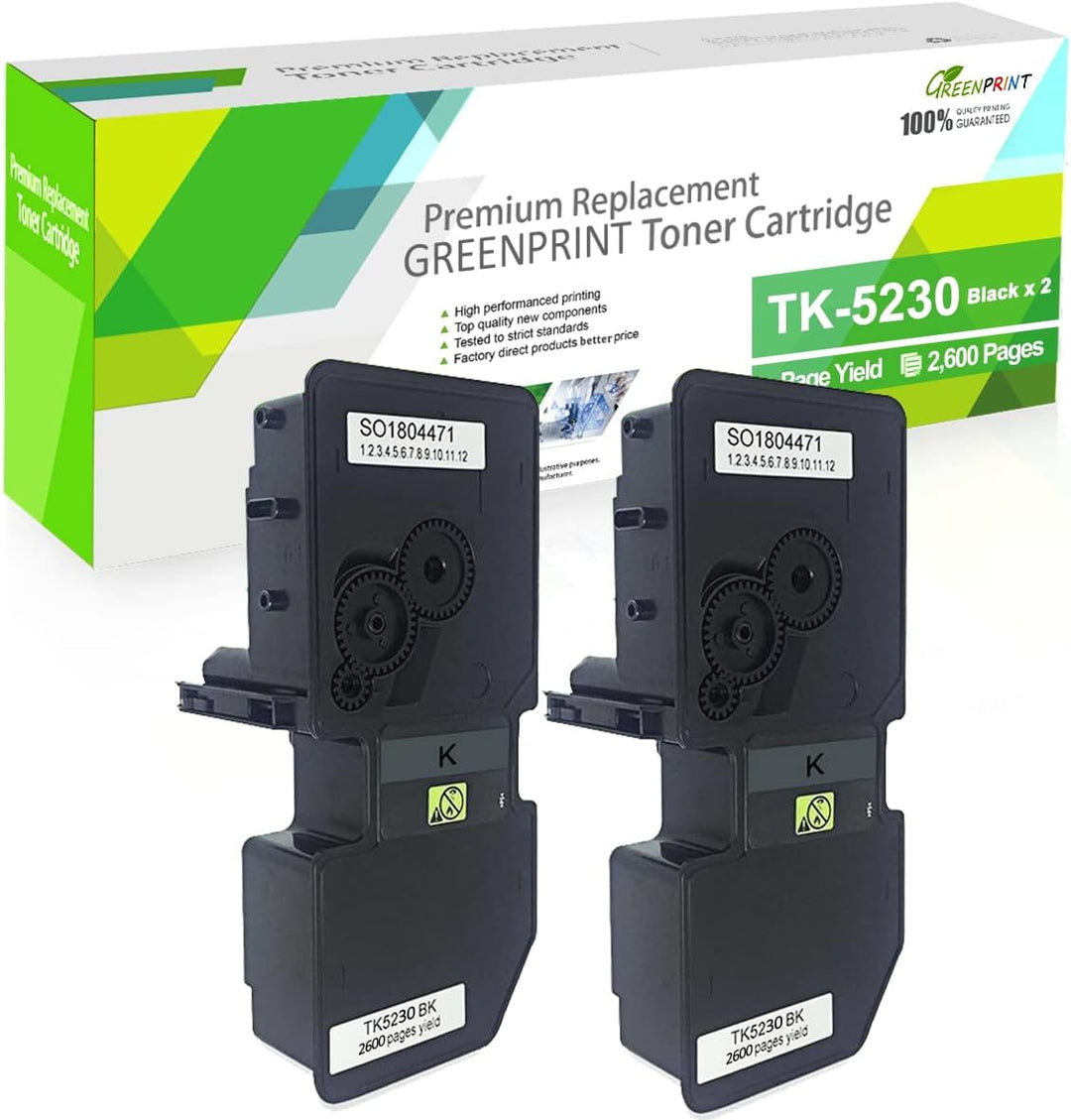 GREENPRINT Kompatible Tonerkartuschen TK5230 TK-5230 2 Schwarz Hohe Kapazität 2600 Seiten für Kyocer