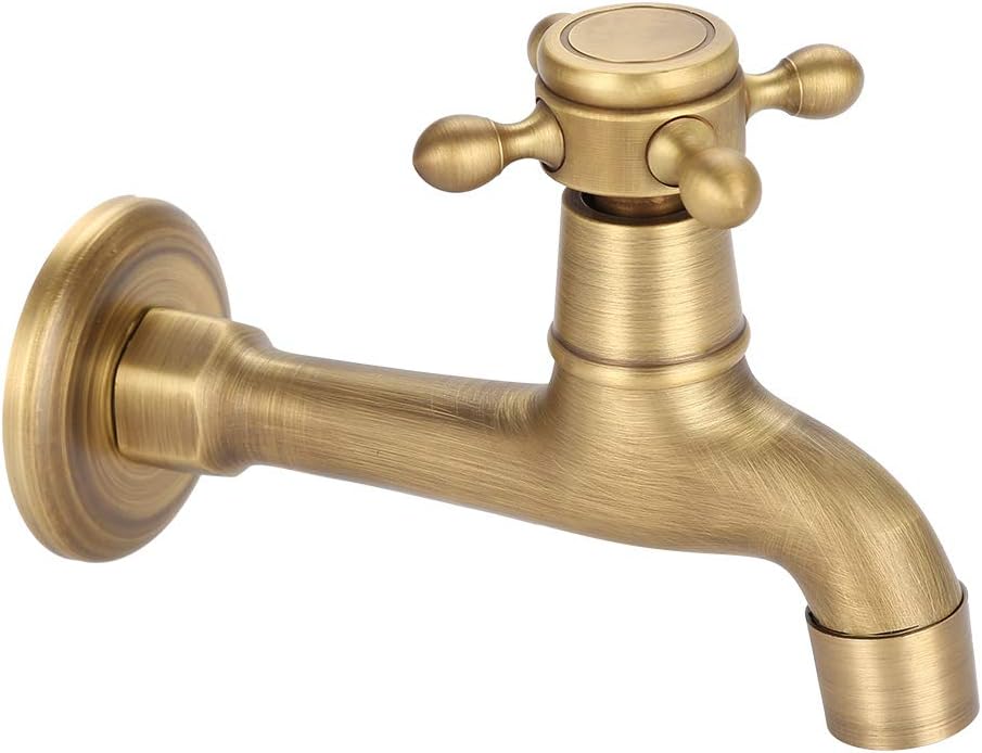 G1 / 2 Wandmontage Vintage Massivem Messing Wasserhahn Wasserhahn für Spülbecken Mopp(Lang) Gebürste