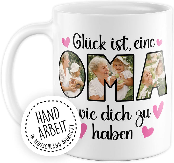 Oma Tasse personalisiert mit Bild, Glück ist eine Oma wie dich zu haben, Geschenk personalisierbar G