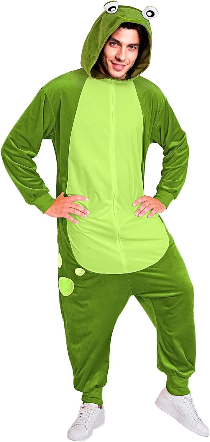 W WIDMANN MILANO Party Fashion - Tier Overall für Erwachsene, weicher Plüsch Jumpsuit mit Kapuze, Ti