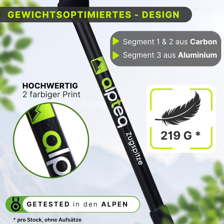 Zugspitze Carbon Wanderstöcke Teleskop – Ultraleichte Trekkingstöcke für Damen, Herren & Kinder | Ve